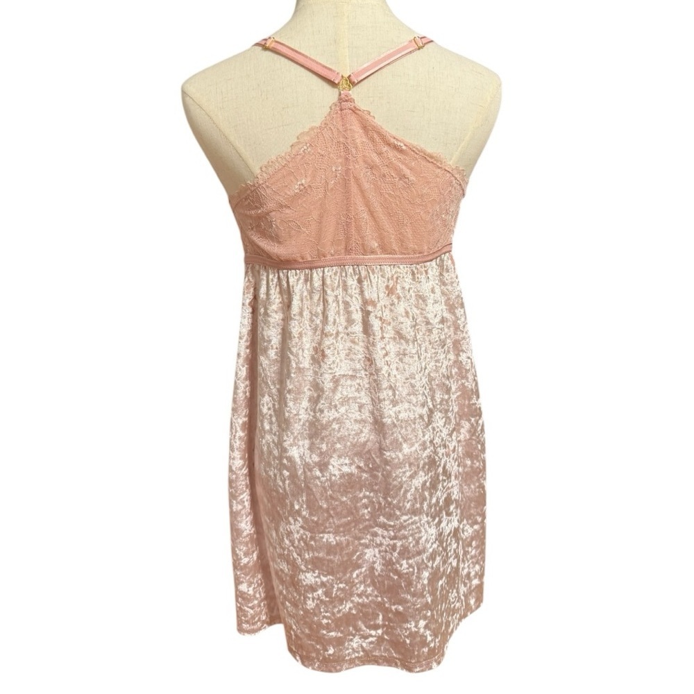 Jessica Simpson Blush Pink Lace & Crushed Velvet Babydoll Chemise Size M - Picture 3 of 4